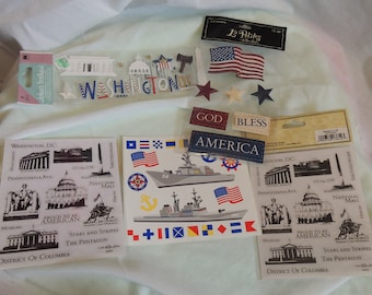 Washington DC  Patriotic Scrapbook Stickers 5 Unused Sheets American Navy Military