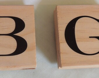 Rubber Stamps Upper Case Letters B & G