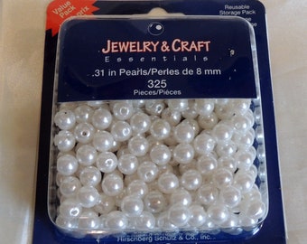 Pearl Beads Partially Used .31 Inch Jewelry & Craft Essentials White