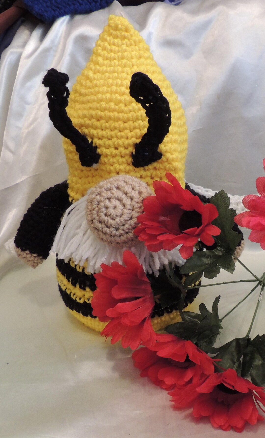 Crochet Bee Gnome Yellow Black Garden Insect Pollinator Home Decor - Etsy
