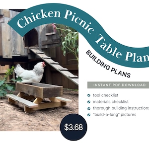 Chicken Picnic Table Plans: DIY One-Board Woodworking Project (Digital PDF Download