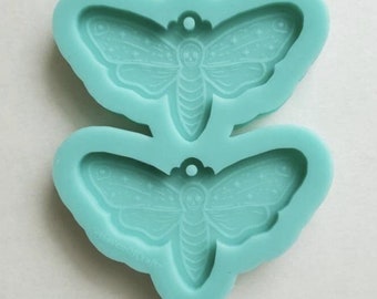 Molde para pendientes / Molde de silicona con forma de polilla de la muerte doble - Hecho a pedido