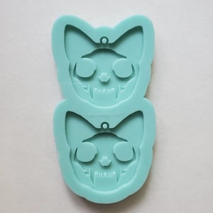 Earring Mold | Skull Cat Silicone Mold - Made to order