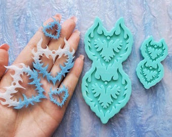 Earring Mold | Flame Spike Heart Silicone Mold - Made to order