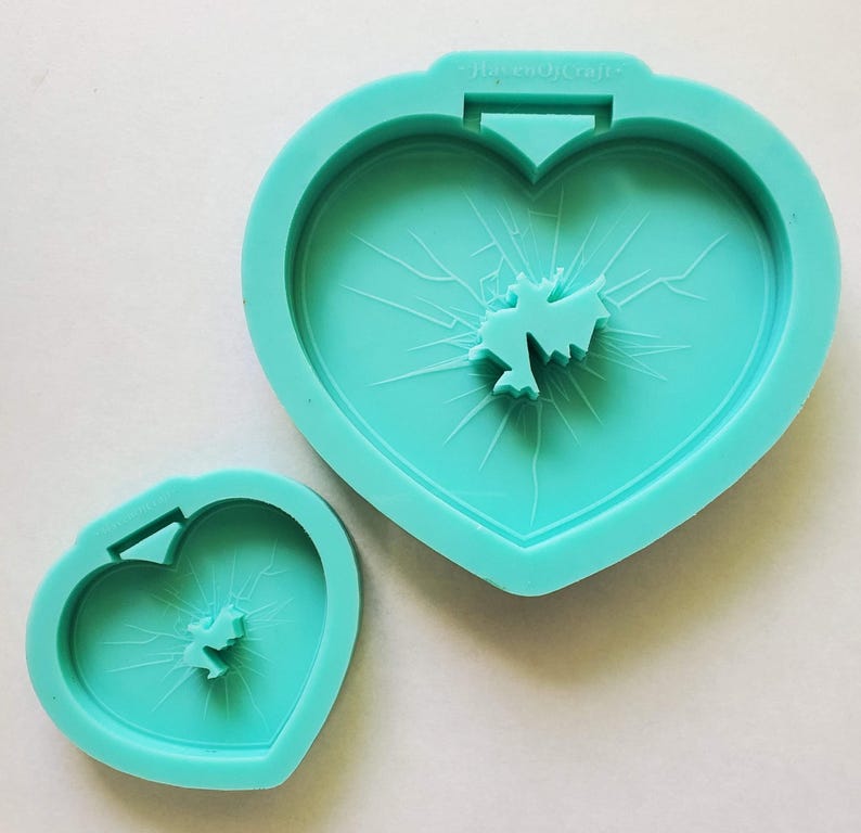 Tsurikawa Mold | Broken Glass Heart Silicone Mold - Made to Order - Etsy