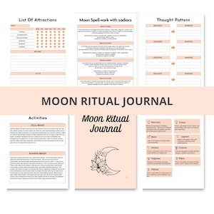 Editable Moon Ritual Journal Canva | Moon Phases Planner | Spiritual Self-Care Journal | Lunar Calendar 2024 | Manifestation Worksheets