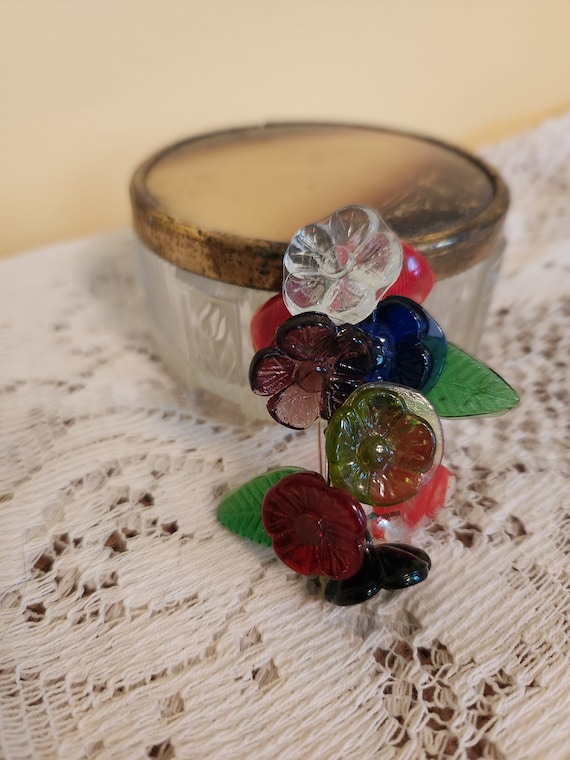 Artisan Crafted Vintage Glass Beads Brooch