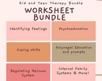 Therapy Workbook Bundle for Kids & Teens | IFS Worksheets, Polyvagal Activities, Parts Mapping and Emotional Regulation