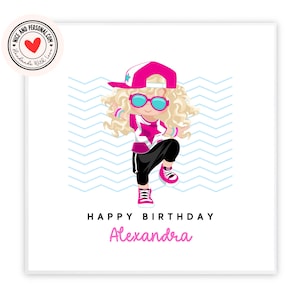Carte de breakdancer, Carte de danseuse à thème | Félicitations, bonne chance, bravo, carte de joyeux anniversaire pour elle, fille, amie, petite-fille 01