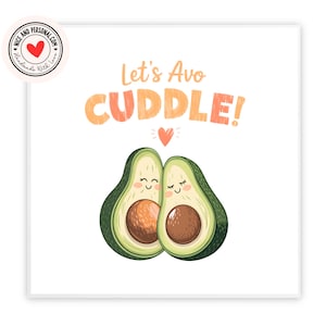 Let's Avo Cuddle Cartão de Abacate | Cartão de Dia dos Namorados para Ele, Ela, Marido, Esposa, Namorado, Namorada, Parceiro, Melhor Amigo, Noivo, Outra Metade