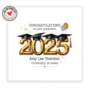 2025 Graduation Card, Personalised Graduation Card for Her, Him, Daughter, Son, Granddaughter, Grandson, Brother, Sister, Graduate, YG01