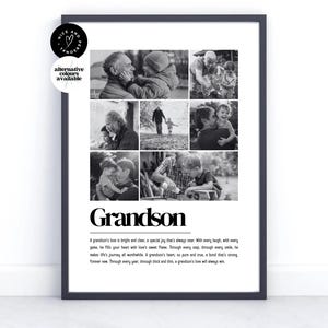 Impresión personalizada de definición de nieto, regalo para nieto, impresión de definición de foto, collage de fotos personalizado, regalo de la abuela, regalo del abuelo
