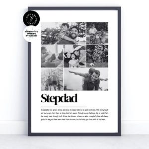 Impresión personalizada de definición de padrastro, regalo para padrastro, impresión de definición de foto / collage de fotos personalizado, regalo para padrastro, él, papá