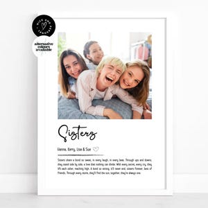 Impresión personalizada con la definición de "Hermana", impresión de "Hermana", recuerdo, regalo para hermana, impresión con foto/regalo con foto personalizado para ella, hermanas