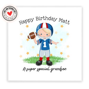 Biglietto di auguri di calcio, biglietto sportivo, biglietto di auguri di rugby / Congratulazioni, buona fortuna, ben fatto, biglietto di auguri di buon compleanno per lui, figlio, fratello, nipote 03