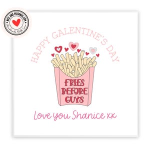 Fries Before Guys kaart | Galentine's Day Card voor hem, haar, echtgenoot, vrouw, vriend, vriendin, partner, bestie, verloofde, wederhelft