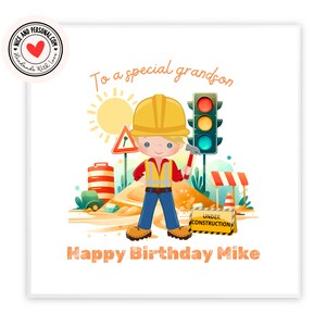 Tarjeta de constructor, tarjeta de construcción / Felicitaciones, buena suerte, bien hecho, tarjeta de feliz cumpleaños para él, hijo, amigo, hermano, nieto, sobrino