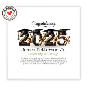 2025 Graduation Card, Personalised Graduation Card for Her, Him, Daughter, Son, Granddaughter, Grandson, Brother, Sister, Graduate, YG04