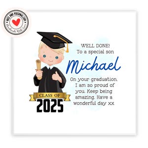 Biglietto di laurea / Congratulazioni, buona fortuna, biglietto di auguri per lui, figlio, amico, fratello, nipote, nipote, bambino, laurea in età prescolare