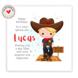 Cartão de Cowboy do Velho Oeste | Parabéns, Boa Sorte, Parabéns, Feliz Aniversário para Ele, Filho, Amigo, Irmão, Neto, Sobrinho 04