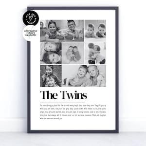 Impresión personalizada de definición de gemelos, impresión de definición de foto / regalo de collage de fotos personalizado para ella, él, mamá, papá, madre, padre, padres