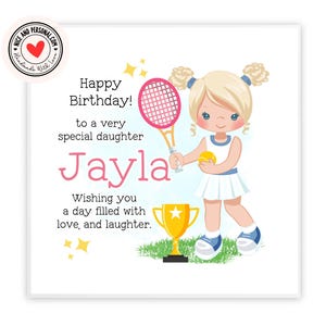 Biglietto di auguri di compleanno per tennisti / Congratulazioni, buona fortuna, ben fatto, biglietto di auguri di buon compleanno per lei, figlia, amica, sorella, nipote