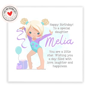 Biglietto di ginnastica ritmica con corda / Congratulazioni, buona fortuna, ben fatto, biglietto di buon compleanno per lei, figlia, amica, sorella, nipote
