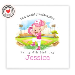 Carta da baseball, carta sportiva / congratulazioni, buona fortuna, ben fatto, biglietto di auguri di buon compleanno per lei, figlia, amica, sorella, nipote 02