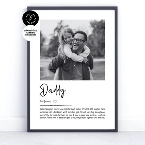 Stampa personalizzata con definizione di papà, regalo per papà, regalo da figlia, stampa con definizione di foto / regalo ricordo con foto personalizzata per padre e lui