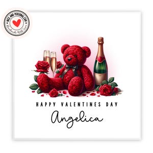 Romantische rozenbeerkaart | Valentijnsdagkaart voor hem, haar, man, vrouw, vriend, vriendin, partner, bestie, verloofde, wederhelft 04