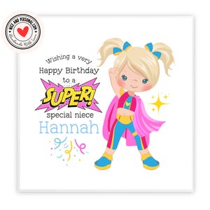 Carte super fille, carte super-héros | Félicitations, bonne chance, bravo, carte de joyeux anniversaire pour elle, fille, amie, petite-fille, nièce
