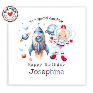 carte d'anniversaire d'astronaute | Félicitations, bonne chance, bravo, carte de joyeux anniversaire pour elle, fille, amie, soeur, petite-fille, nièce
