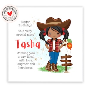 Cowgirl Card | Congratulations, Good Luck, Well Done, Happy Birthday Card for Her, Daughter, Friend, Sister, Granddaughter, Niece 04