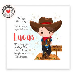 Wild West, Cowboy Card | Congratulations, Good Luck, Well Done, Happy Birthday Card for Him, Son, Friend, Brother, Grandson, Nephew 04
