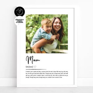 Impresión personalizada con la definición de mamá, regalo para mamá, regalo de hija, recuerdo, impresión con foto/regalo con foto personalizado para mamá