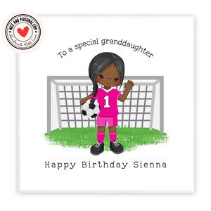 Biglietto di auguri di calcio, ragazza calciatrice / Congratulazioni, buona fortuna, ben fatto, biglietto di auguri di buon compleanno per lei, figlia, amica, sorella, nipote