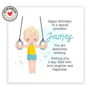 Still Rings Gymnastics Card / Congratulazioni, buona fortuna, ben fatto, biglietto di auguri di buon compleanno per lui, figlio, amico, fratello, nipote, nipote