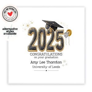 2025 Graduation Card, Personalised Graduation Card for Her, Him, Daughter, Son, Granddaughter, Grandson, Brother, Sister, Graduate, YG02