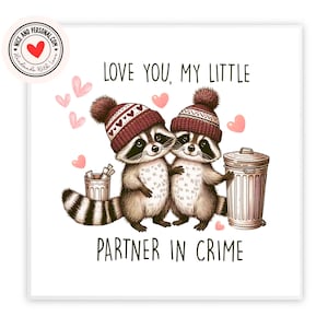 I Love You Partner In Crime wasbeerkaart | Valentijnsdagkaart voor hem, haar, man, vrouw, vriend, vriendin, partner, bestie, verloofde