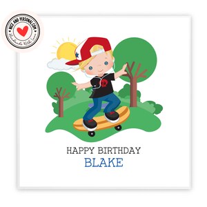 Tarjeta de cumpleaños de patineta / Felicitaciones, buena suerte, bien hecho, tarjeta de feliz cumpleaños para él, hijo, amigo, hermano, nieto, sobrino