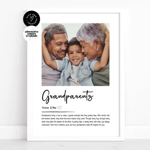Impresión personalizada de definición de abuelos, regalo para ambos abuelos, impresión de definición de foto / regalo de foto personalizado para abuelos, niñeras