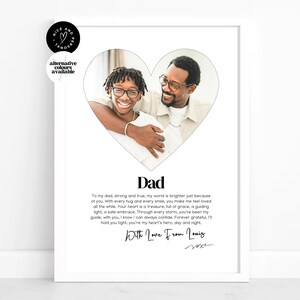 Impresión en forma de corazón, impresión personalizada para papá, regalo para papá, regalo de hijo, impresión con definición de foto / regalo con foto personalizado, regalo de recuerdo