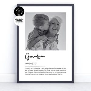 Impresión personalizada con la definición de tu nieto, regalo para tu nieto, impresión con foto, regalo con foto personalizado de la abuela, regalo del abuelo.