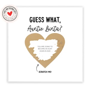Devinez quelle carte, vous allez redevenir tante | à gratter pour faire-part de grossesse à thème Grossesse | Carte pour tante