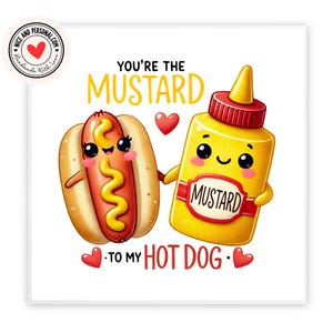 Mostarda para meu cartão de cachorro-quente | Cartão de Dia dos Namorados para ele, ela, marido, esposa, namorado, namorada, parceiro, melhor amigo, noivo, outra metade