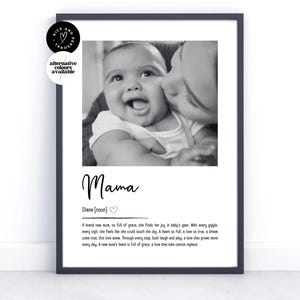 Impresión personalizada de definición de nueva mamá, regalo para nueva mamá, recuerdo, impresión de definición de foto / regalo de foto personalizado para nueva mamá, mamá, mamá