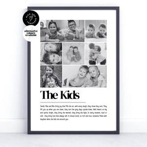 Impresión personalizada de definición de niños, impresión de definición de foto / regalo de collage de fotos personalizado para ella, él, mamá, papá, madre, padre, padres