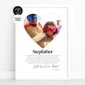 Impresión en forma de corazón, impresión personalizada de padrastro, regalo para padrastro, impresión de definición de foto / regalo de foto personalizado para padrastro, él, papá