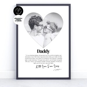 Stampa a forma di cuore, stampa personalizzata per papà, regalo per papà, regalo da figlia, stampa con definizione della foto / regalo fotografico personalizzato, regalo ricordo