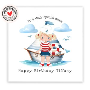Biglietto di auguri per il compleanno del marinaio / Congratulazioni, buona fortuna, ben fatto, biglietto di auguri di buon compleanno per lei, figlia, amica, sorella, nipote, nipote 01